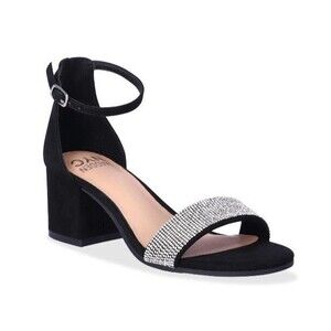 MADDEN NYC Women’s Block Heel Sandals Size 9 Rhinestone Strap Chunky Heel